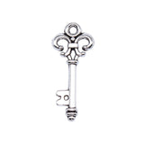 WYSIWYG 20pcs 25x11mm Antique Silver Color Key Charms For Jewelry Making