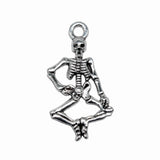 WYSIWYG 20pcs 25x13mm Skeleton Charm Skull Pendant Charms Antique Silver Color For Jewelry Making Zinc Alloy Jewelry Findings