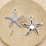 WYSIWYG 20pcs 25x24mm Starfish Charms Pendants For Jewelry Making Antique Silver Plated Antique Bronze Color Jewelry Findings