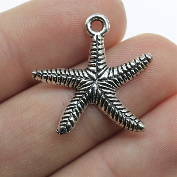 WYSIWYG 20pcs 25x24mm Starfish Charms Pendants For Jewelry Making Antique Silver Plated Antique Bronze Color Jewelry Findings