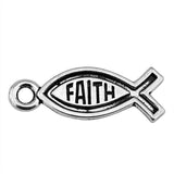 WYSIWYG 20pcs 25x9mm Christian Faith Jesus Fish Charm Charms For Jewelry Making Jesus Fish Charms