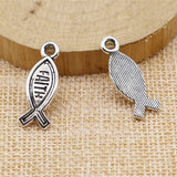 WYSIWYG 20pcs 25x9mm Christian Faith Jesus Fish Charm Charms For Jewelry Making Jesus Fish Charms