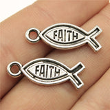 WYSIWYG 20pcs 25x9mm Christian Faith Jesus Fish Charm Charms For Jewelry Making Jesus Fish Charms