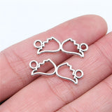 WYSIWYG 20pcs 25x9mm Hollow Double Wings Connector Charms Antique Silver Color For Jewelry Making Jewelry Findings