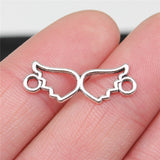 WYSIWYG 20pcs 25x9mm Hollow Double Wings Connector Charms Antique Silver Color For Jewelry Making Jewelry Findings