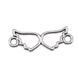 WYSIWYG 20pcs 25x9mm Hollow Double Wings Connector Charms Antique Silver Color For Jewelry Making Jewelry Findings