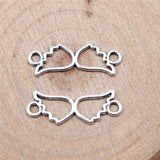 WYSIWYG 20pcs 25x9mm Hollow Double Wings Connector Charms Antique Silver Color For Jewelry Making Jewelry Findings