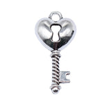 WYSIWYG 20pcs 26x11mm Antique Silver Color Love Key Charms For Jewelry Making