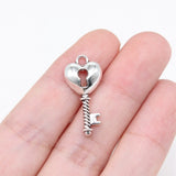 WYSIWYG 20pcs 26x11mm Antique Silver Color Love Key Charms For Jewelry Making