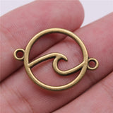 WYSIWYG 20pcs 26x20mm Waves Connector Charms For Jewelry Making 2 Colors Antique Bronze Antique Silver Color