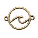 WYSIWYG 20pcs 26x20mm Waves Connector Charms For Jewelry Making 2 Colors Antique Bronze Antique Silver Color