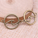 WYSIWYG 20pcs 26x20mm Waves Connector Charms For Jewelry Making 2 Colors Antique Bronze Antique Silver Color