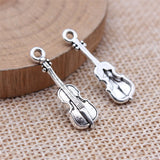 WYSIWYG 20pcs 26x8mm Antique Silver Color Cello Charms Pendant For DIY Jewelry Making Handmade Jewelry Craft Findings