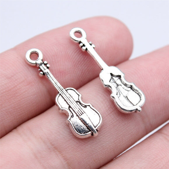 WYSIWYG 20pcs 26x8mm Antique Silver Color Cello Charms Pendant For DIY Jewelry Making Handmade Jewelry Craft Findings