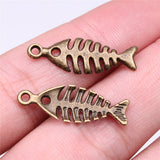 WYSIWYG 20pcs 26x9mm Antique Silver Color Fish Bone Charms Pendant For Jewelry Making DIY Jewelry Findings