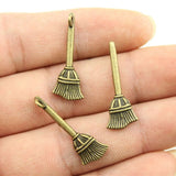 20pcs 27x10mm Pendant Broom Wizard'S Broom Charm Pendants For Jewelry Making Magician'S Broom Pendants EF4183