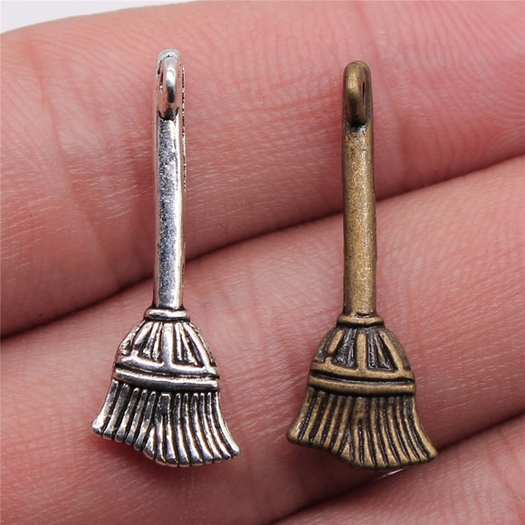 20pcs 27x10mm Pendant Broom Wizard'S Broom Charm Pendants For Jewelry Making Magician'S Broom Pendants EF4183