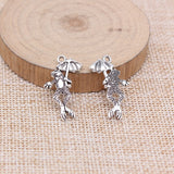 WYSIWYG 20pcs 27x16mm Antique Silver Color Frog Umbrella Charms For Jewelry Making