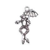 WYSIWYG 20pcs 27x16mm Antique Silver Color Frog Umbrella Charms For Jewelry Making