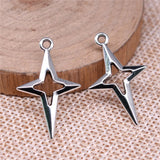 WYSIWYG 20pcs 27x17mm Charms Shining Stars Charms For Jewelry Making DIY Jewelry Findings Antique Silver Color Alloy Charms
