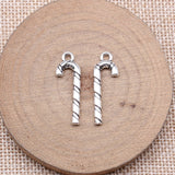 WYSIWYG 20pcs 27x9mm Antique Silver Color Christmas Cane Charms For Jewelry Making