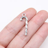 WYSIWYG 20pcs 27x9mm Antique Silver Color Christmas Cane Charms For Jewelry Making