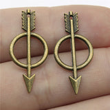 WYSIWYG 20pcs 29mm 2 Colors Antique Silver Color Antique Bronze Plated Charms Bow With Arrow Bow Arrow Charm Bow And Arrow Charm