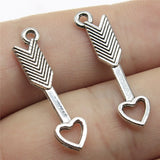 WYSIWYG 20pcs 29mm Arrow To Heart Charms For Jewelry Making Antique Silver Color Antique Bronze Color DIY Jewelry Making