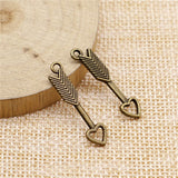WYSIWYG 20pcs 29mm Arrow To Heart Charms For Jewelry Making Antique Silver Color Antique Bronze Color DIY Jewelry Making
