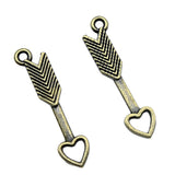 WYSIWYG 20pcs 29mm Arrow To Heart Charms For Jewelry Making Antique Silver Color Antique Bronze Color DIY Jewelry Making