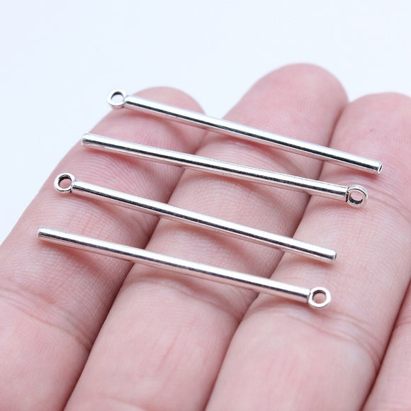WYSIWYG 20pcs 2x41mm Antique Silver Color Long Strip Charms Pendant For DIY Jewelry Making Handmade Jewelry Craft Findings