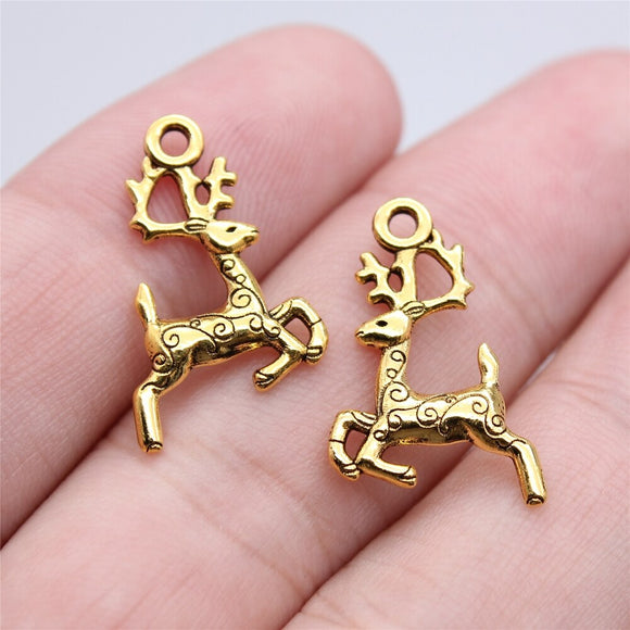 WYSIWYG 20pcs 3 Colors 22x14mm Elk Deer Charm For Jewelry Making Zinc Alloy Jewelry Findings EF3798
