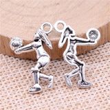 WYSIWYG 20pcs 3 Colors 23x14mm Volleyball Player Dig Charms Pendant For Jewelry Making DIY Jewelry Findings