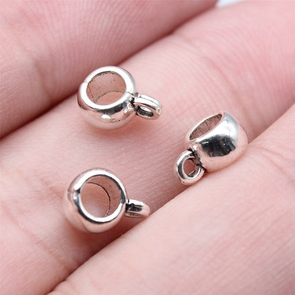 WYSIWYG 20pcs 3 Sizes Glossy Bail Beads Charms Antique Silver Color For Jewelry Making Jewelry Findings Jewelry Accessories