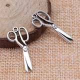WYSIWYG 20pcs 30mm Sewing Scissors Charms Scissor Tibetan Charm Antique Silver Color Sewing Scissors Charms