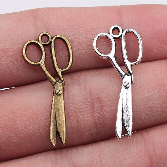 WYSIWYG 20pcs 30mm Sewing Scissors Charms Scissor Tibetan Charm Antique Silver Color Sewing Scissors Charms