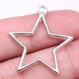 WYSIWYG 20pcs 30x27mm Rhodium Color Hollow Star Charms For Jewelry Making