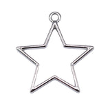 WYSIWYG 20pcs 30x27mm Rhodium Color Hollow Star Charms For Jewelry Making