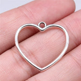 WYSIWYG 20pcs 30x28mm Hollow Heart Charms For Jewelry Making Antique Silver Plated Antique Bronze Color Jewelry Findings