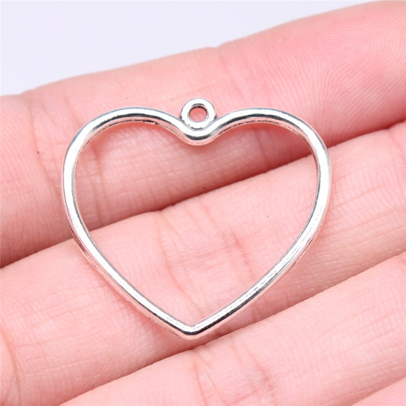 WYSIWYG 20pcs 30x28mm Hollow Heart Charms For Jewelry Making Antique Silver Plated Antique Bronze Color Jewelry Findings