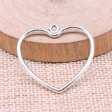 WYSIWYG 20pcs 30x28mm Hollow Heart Charms For Jewelry Making Antique Silver Plated Antique Bronze Color Jewelry Findings