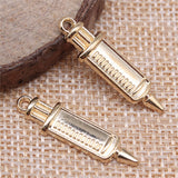 WYSIWYG 20pcs 30x8mm Medical Instruments Syringe Charm Pendants Antique Silver Color Syringe Pendants Charm Syringe