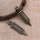 WYSIWYG 20pcs 30x8mm Medical Instruments Syringe Charm Pendants Antique Silver Color Syringe Pendants Charm Syringe