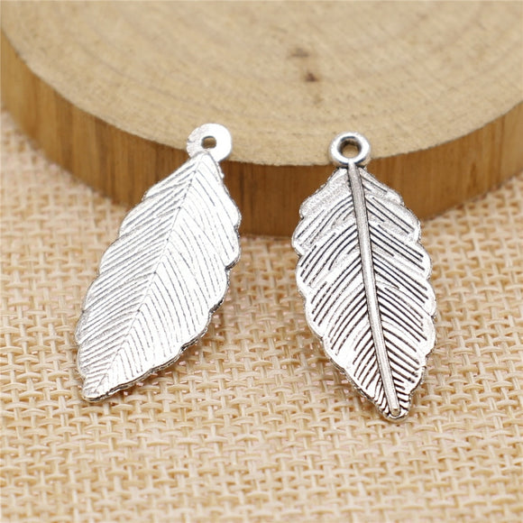 WYSIWYG 20pcs 31x12mm 2 Colors Antique Silver Color Antique Bronze Plated Leaf Pendant Leaf Pendants DIY For Jewelry Making