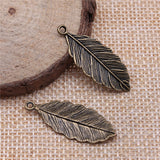 WYSIWYG 20pcs 31x12mm 2 Colors Antique Silver Color Antique Bronze Plated Leaf Pendant Leaf Pendants DIY For Jewelry Making