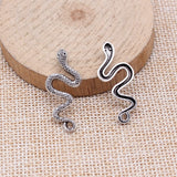 WYSIWYG 20pcs 31x14mm Antique Silver Color Snake Charms For Jewelry Making