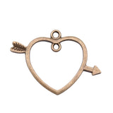 WYSIWYG 20pcs 33x24mm One Arrow Through The Heart Connector Charms Jewelry Making Antique Silver Plated Antique Bronze Color