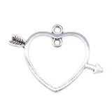 WYSIWYG 20pcs 33x24mm One Arrow Through The Heart Connector Charms Jewelry Making Antique Silver Plated Antique Bronze Color