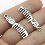 WYSIWYG 20pcs 35x9mm Comb Charm Pendants For Jewelry Making Antique Silver Color Comb Pendants Charm Comb