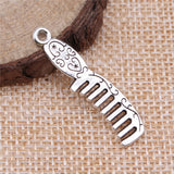 WYSIWYG 20pcs 35x9mm Comb Charm Pendants For Jewelry Making Antique Silver Color Comb Pendants Charm Comb